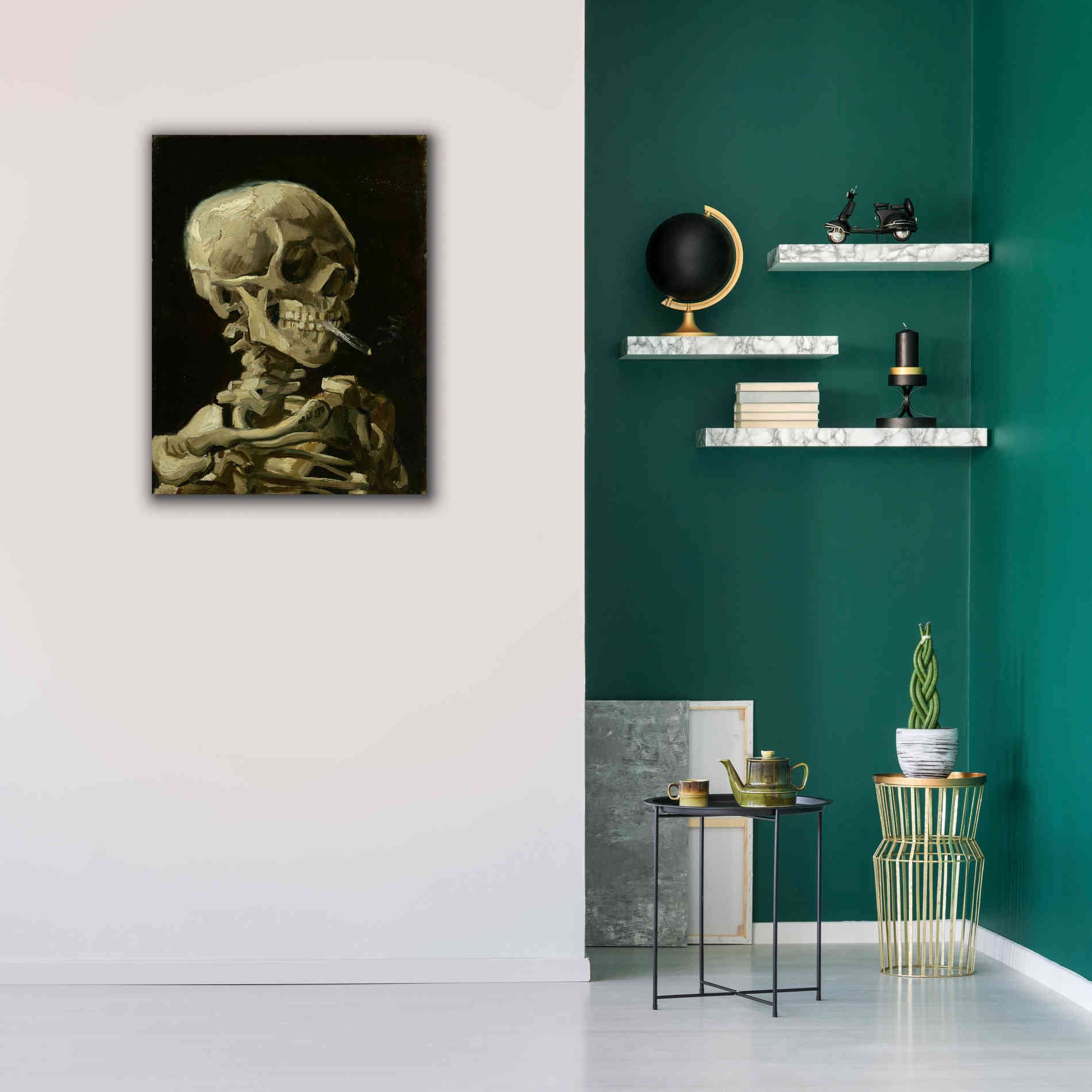 'Head of a Skeleton with a Burning Cigarette' by Vincent van Gogh, Canvas Wall Art,26 x 34