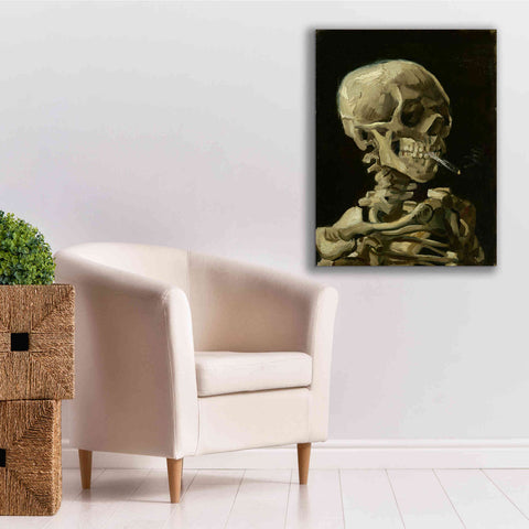 Image of 'Head of a Skeleton with a Burning Cigarette' by Vincent van Gogh, Canvas Wall Art,26 x 34