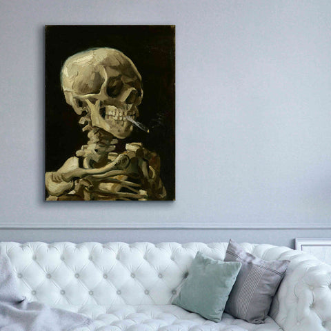 Image of 'Head of a Skeleton with a Burning Cigarette' by Vincent van Gogh, Canvas Wall Art,40 x 54