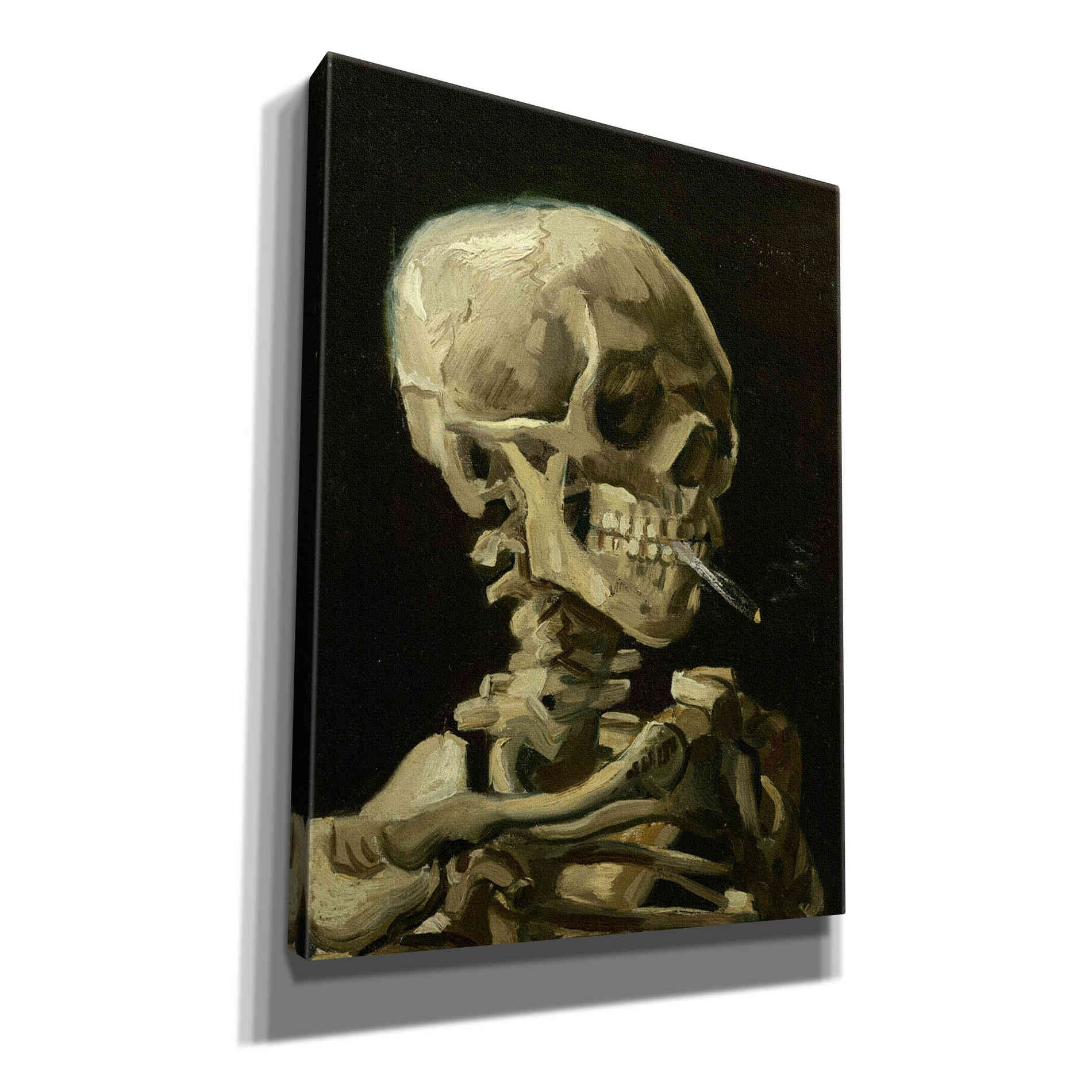 'Head of a Skeleton with a Burning Cigarette' by Vincent van Gogh, Canvas Wall Art,12x16x1.1x0,18x26x1.1x0,26x34x1.74x0,40x54x1.74x0