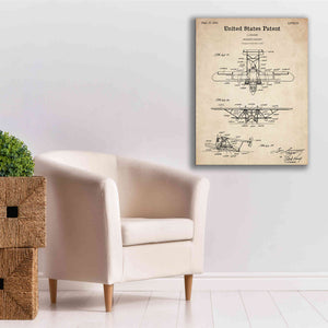 'Amphibian Aircraft Blueprint Patent Parchment,' Canvas Wall Art,26 x 34