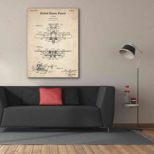 'Amphibian Aircraft Blueprint Patent Parchment,' Canvas Wall Art,40 x 54