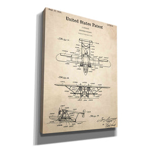 'Amphibian Aircraft Blueprint Patent Parchment,' Canvas Wall Art,12x16x1.1x0,18x26x1.1x0,26x34x1.74x0,40x54x1.74x0