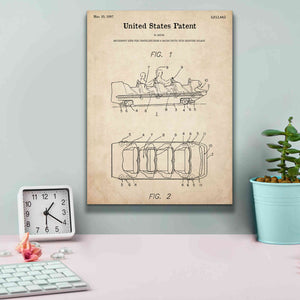 'Water Coaster Ride Blueprint Patent Parchment,' Canvas Wall Art,12 x 16