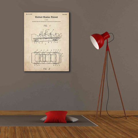 Image of 'Water Coaster Ride Blueprint Patent Parchment,' Canvas Wall Art,26 x 34