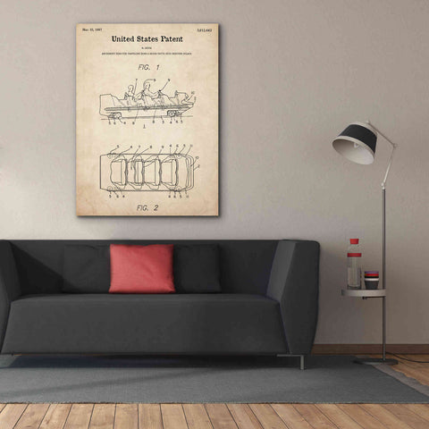 Image of 'Water Coaster Ride Blueprint Patent Parchment,' Canvas Wall Art,40 x 54