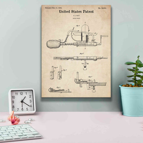 Image of 'Apple Parer Blueprint Patent Parchment,' Canvas Wall Art,12 x 16