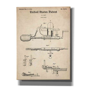 'Apple Parer Blueprint Patent Parchment,' Canvas Wall Art,12x16x1.1x0,18x26x1.1x0,26x34x1.74x0,40x54x1.74x0
