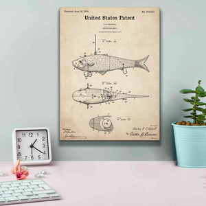 'Fish Bait Blueprint Patent Parchment,' Canvas Wall Art,12 x 16