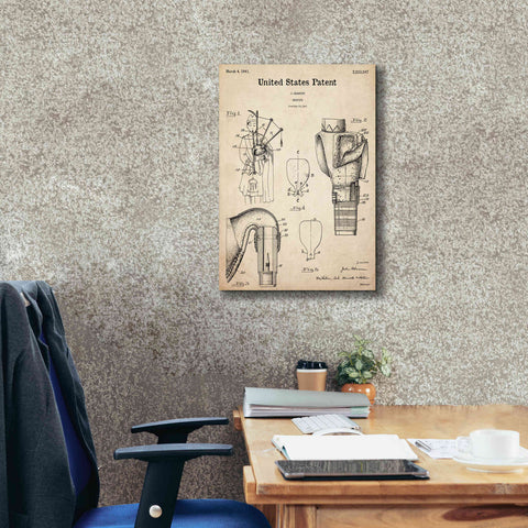 Image of 'Bagpipe Blueprint Patent Parchment,' Canvas Wall Art,18 x 26