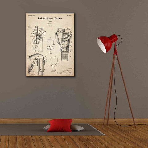 Image of 'Bagpipe Blueprint Patent Parchment,' Canvas Wall Art,26 x 34
