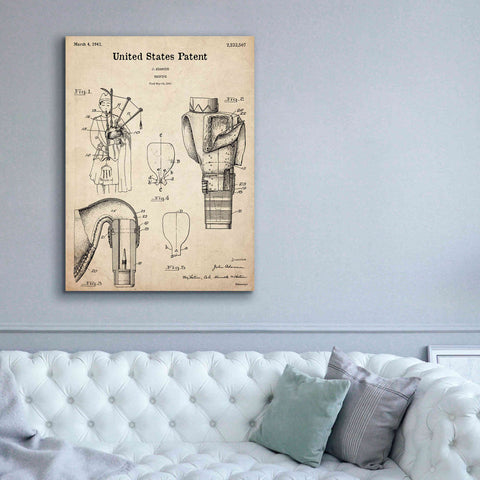 Image of 'Bagpipe Blueprint Patent Parchment,' Canvas Wall Art,40 x 54