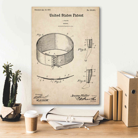 Image of 'Bandage Blueprint Patent Parchment,' Canvas Wall Art,18 x 26