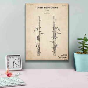 'Bassoon Blueprint Patent Parchment,' Canvas Wall Art,12 x 16