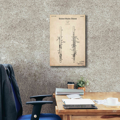 Image of 'Bassoon Blueprint Patent Parchment,' Canvas Wall Art,18 x 26