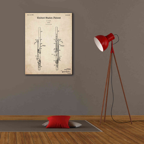 Image of 'Bassoon Blueprint Patent Parchment,' Canvas Wall Art,26 x 34