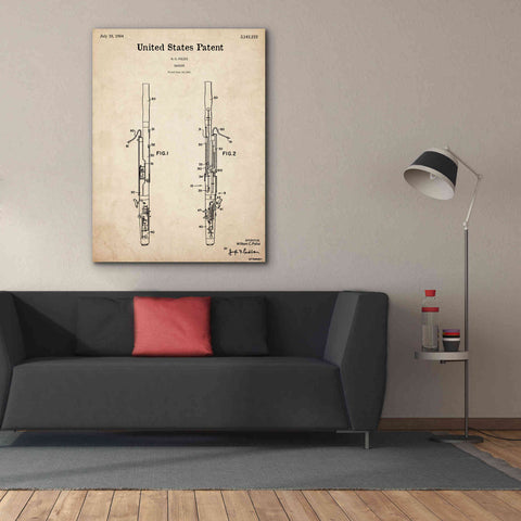 Image of 'Bassoon Blueprint Patent Parchment,' Canvas Wall Art,40 x 54