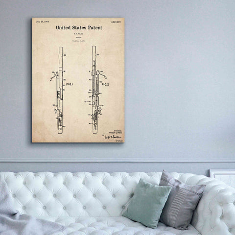 Image of 'Bassoon Blueprint Patent Parchment,' Canvas Wall Art,40 x 54