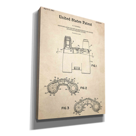 Image of 'Binoculars Blueprint Patent Parchment,' Canvas Wall Art,12x16x1.1x0,18x26x1.1x0,26x34x1.74x0,40x54x1.74x0