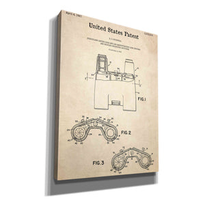'Binoculars Blueprint Patent Parchment,' Canvas Wall Art,12x16x1.1x0,18x26x1.1x0,26x34x1.74x0,40x54x1.74x0