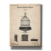 'Bird Cage Blueprint Patent Parchment,' Canvas Wall Art,12x16x1.1x0,18x26x1.1x0,26x34x1.74x0,40x54x1.74x0
