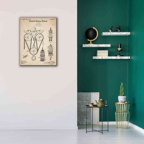 Image of 'Block and Tackle Blueprint Patent Parchment,' Canvas Wall Art,26 x 34