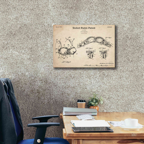 Image of 'Push-up Bra Blueprint Patent Parchment,' Canvas Wall Art,26 x 18