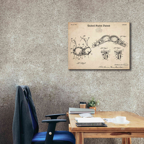 Image of 'Push-up Bra Blueprint Patent Parchment,' Canvas Wall Art,34 x 26