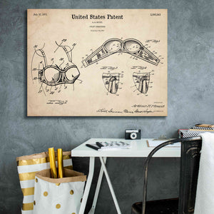 'Push-up Bra Blueprint Patent Parchment,' Canvas Wall Art,34 x 26