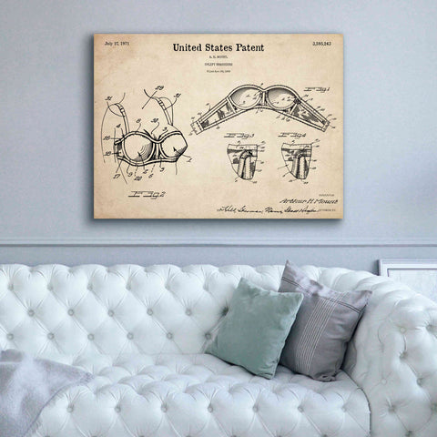 Image of 'Push-up Bra Blueprint Patent Parchment,' Canvas Wall Art,54 x 40