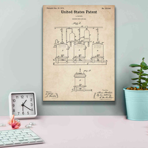 Image of 'Brewing Beer and Ale Blueprint Patent Parchment,' Canvas Wall Art,12 x 16