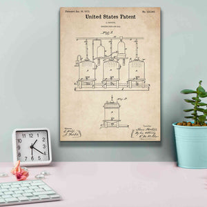 'Brewing Beer and Ale Blueprint Patent Parchment,' Canvas Wall Art,12 x 16