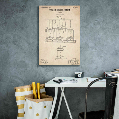 Image of 'Brewing Beer and Ale Blueprint Patent Parchment,' Canvas Wall Art,18 x 26