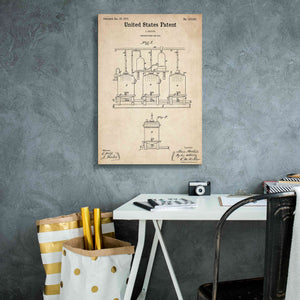 'Brewing Beer and Ale Blueprint Patent Parchment,' Canvas Wall Art,18 x 26