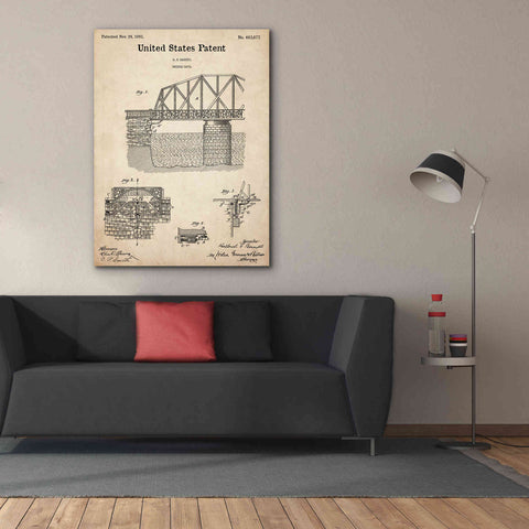 Image of 'Bridge Gate Blueprint Patent Parchment,' Canvas Wall Art,40 x 54