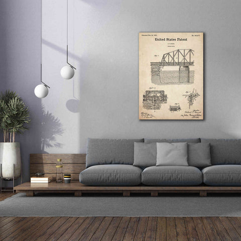 Image of 'Bridge Gate Blueprint Patent Parchment,' Canvas Wall Art,40 x 54