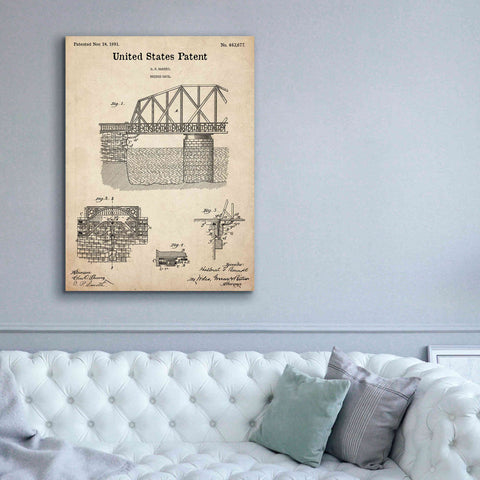 Image of 'Bridge Gate Blueprint Patent Parchment,' Canvas Wall Art,40 x 54