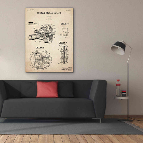 Image of 'Film Camera Blueprint Patent Parchment,' Canvas Wall Art,40 x 54
