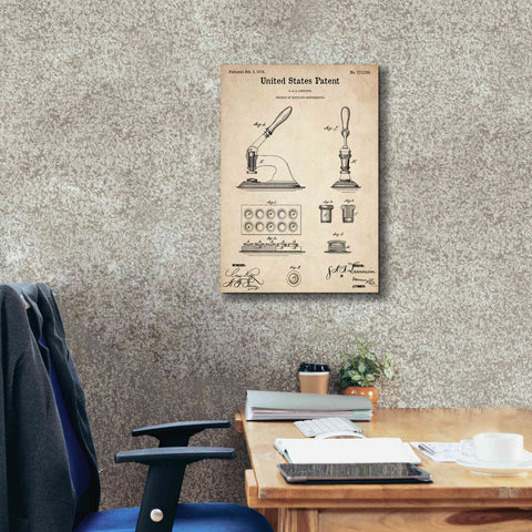 Image of 'Capsuling Medicine Blueprint Patent Parchment,' Canvas Wall Art,18 x 26