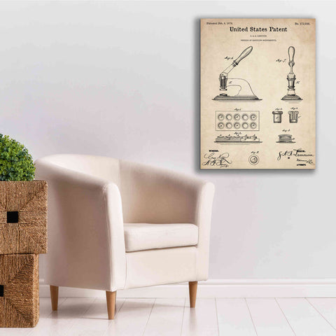 Image of 'Capsuling Medicine Blueprint Patent Parchment,' Canvas Wall Art,26 x 34