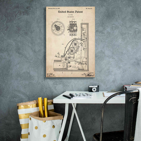 Image of 'Cash Register Blueprint Patent Parchment,' Canvas Wall Art,18 x 26