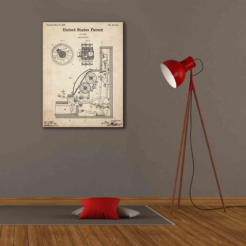 Image of 'Cash Register Blueprint Patent Parchment,' Canvas Wall Art,26 x 34