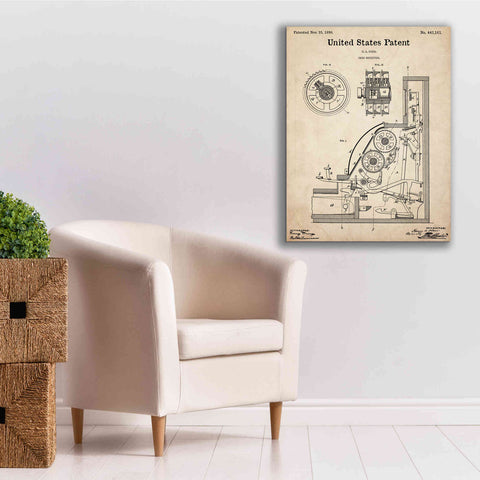 Image of 'Cash Register Blueprint Patent Parchment,' Canvas Wall Art,26 x 34