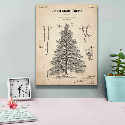 Image of 'Artificial Christmas Tree Blueprint Patent Parchment,' Canvas Wall Art,12 x 16