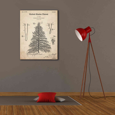 Image of 'Artificial Christmas Tree Blueprint Patent Parchment,' Canvas Wall Art,26 x 34