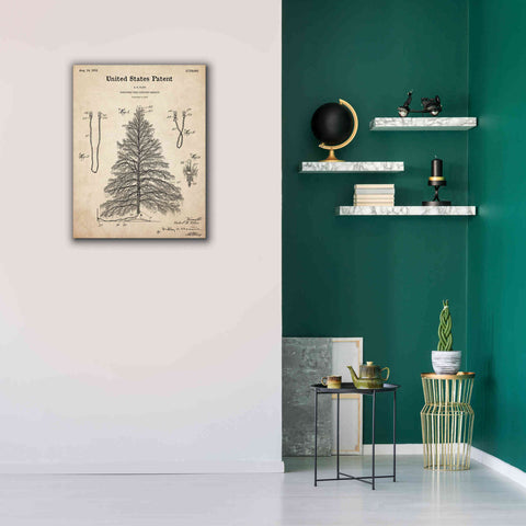 Image of 'Artificial Christmas Tree Blueprint Patent Parchment,' Canvas Wall Art,26 x 34