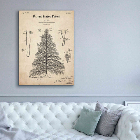 Image of 'Artificial Christmas Tree Blueprint Patent Parchment,' Canvas Wall Art,40 x 54