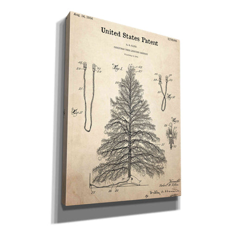 Image of 'Artificial Christmas Tree Blueprint Patent Parchment,' Canvas Wall Art,12x16x1.1x0,18x26x1.1x0,26x34x1.74x0,40x54x1.74x0