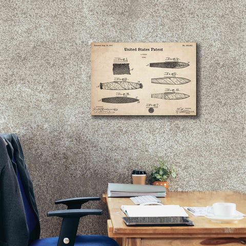Image of 'Cigar Blueprint Patent Parchment,' Canvas Wall Art,26 x 18