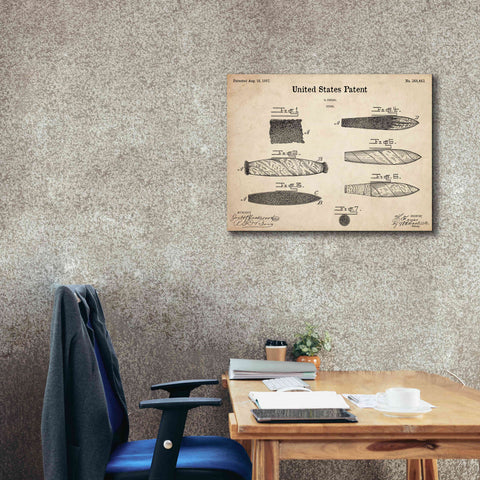 Image of 'Cigar Blueprint Patent Parchment,' Canvas Wall Art,34 x 26